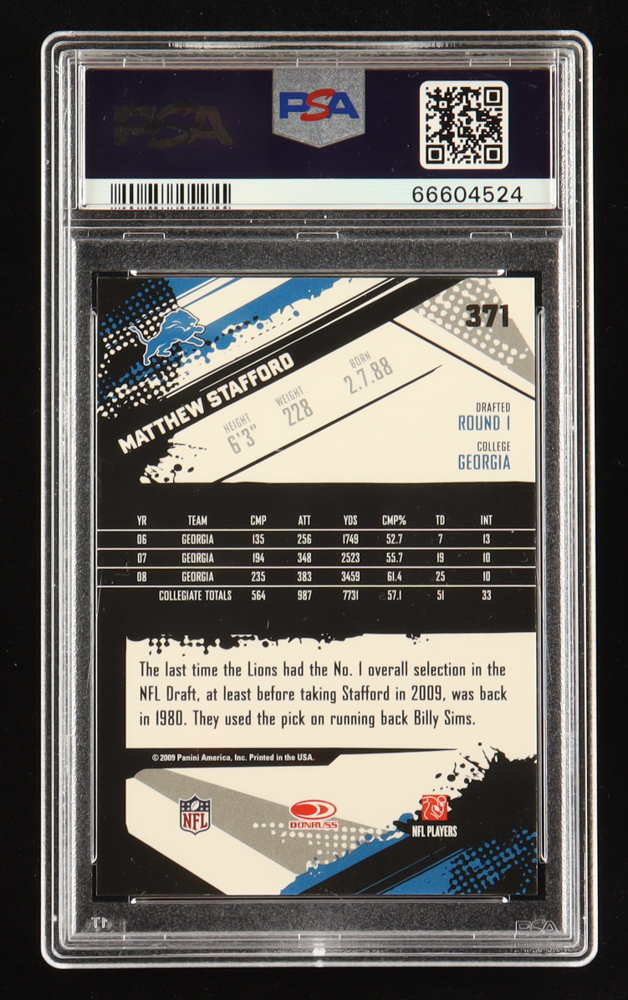 Matthew Stafford 2009 Score #371 RC (PSA 10) at PristineAuction.com Matthew Stafford 2009 Score #371 RC (PSA 10) at PristineAuction.com