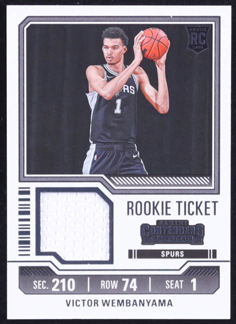 Victor Wembanyama 2023-24 Panini Contenders Rookie Ticket Swatches #RTSWEM RC at PristineAuction.com Victor Wembanyama 2023-24 Panini Contenders Rookie Ticket Swatches #RTSWEM RC at PristineAuction.com