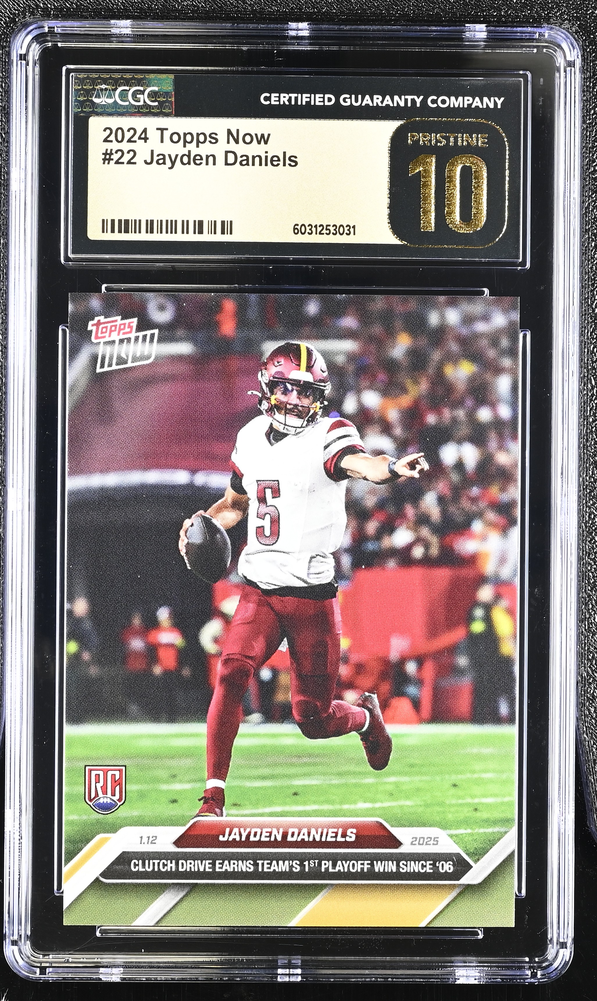 Jayden Daniels 2024 Topps Now #22 RC (CGC 10 | Pristine Black Label) at PristineAuction.com Jayden Daniels 2024 Topps Now #22 RC (CGC 10 | Pristine Black Label) at PristineAuction.com