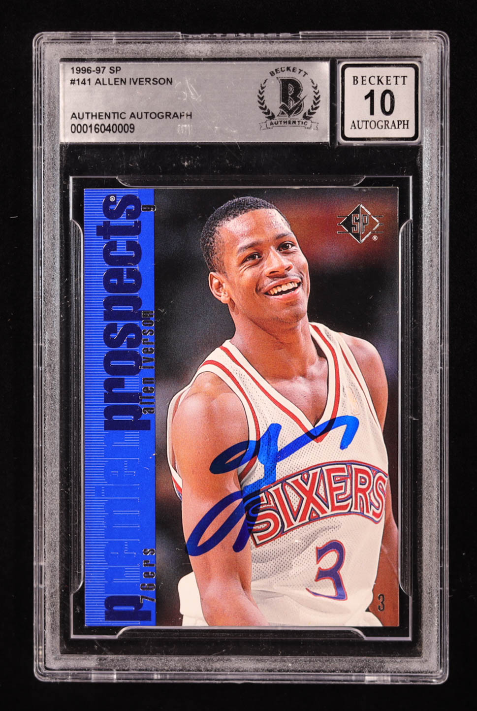 Allen Iverson Signed 1996-97 SP #141 RC (BGS | Autograph Grade 10) at PristineAuction.com Allen Iverson Signed 1996-97 SP #141 RC (BGS | Autograph Grade 10) at PristineAuction.com