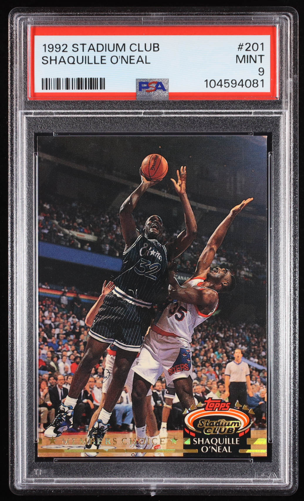 Shaquille O'Neal 1992-93 Stadium Club #201 MC RC (PSA 9) at PristineAuction.com Shaquille O'Neal 1992-93 Stadium Club #201 MC RC (PSA 9) at PristineAuction.com