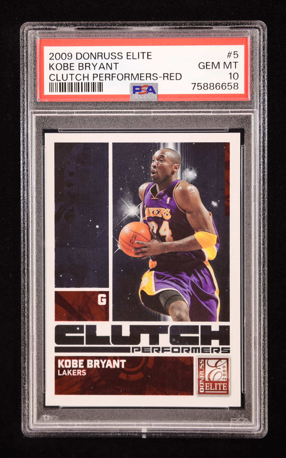 Kobe Bryant 2009-10 Donruss Elite Clutch Performers Red #5 #018/249 (PSA 10) at PristineAuction.com Kobe Bryant 2009-10 Donruss Elite Clutch Performers Red #5 #018/249 (PSA 10) at PristineAuction.com