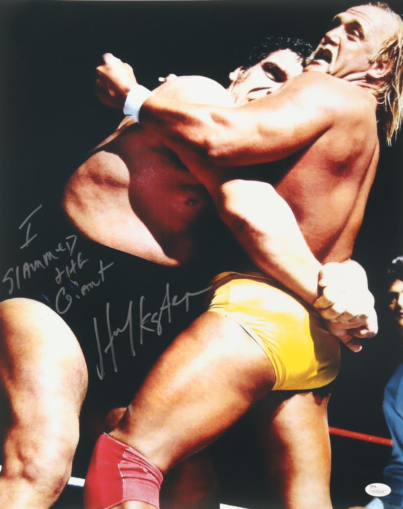Hulk Hogan Signed WWE 16x20 Photo Inscribed "I Slammed The Giant" (JSA) at PristineAuction.com Hulk Hogan Signed WWE 16x20 Photo Inscribed "I Slammed The Giant" (JSA) at PristineAuction.com