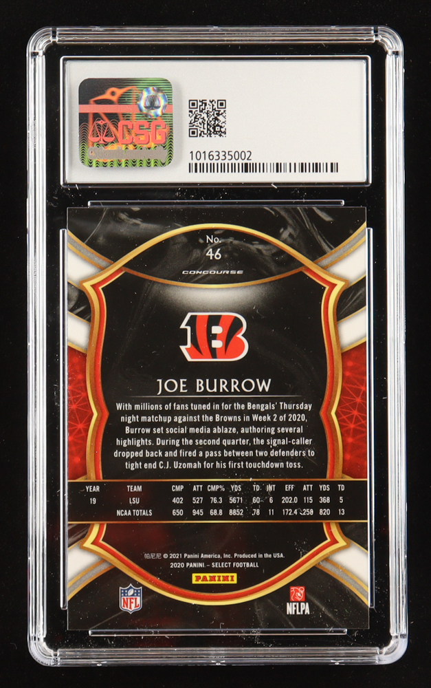 Joe Burrow 2020 Select #46 RC (CSG 9) at PristineAuction.com Joe Burrow 2020 Select #46 RC (CSG 9) at PristineAuction.com