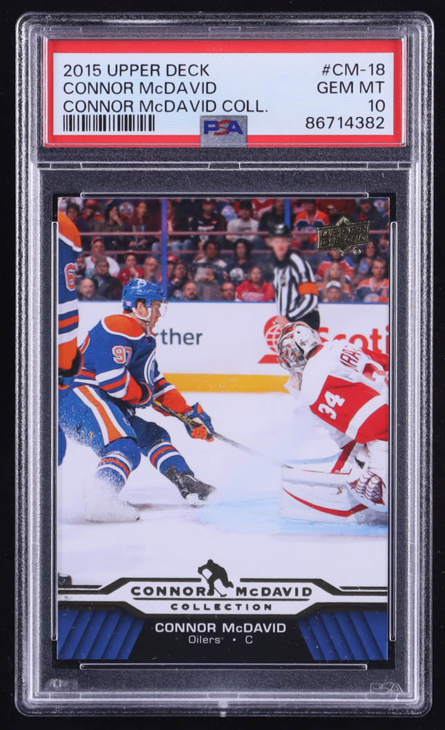 Connor McDavid 2015-16 Upper Deck Connor McDavid Collection #18 RC (PSA 10) at PristineAuction.com Connor McDavid 2015-16 Upper Deck Connor McDavid Collection #18 RC (PSA 10) at PristineAuction.com
