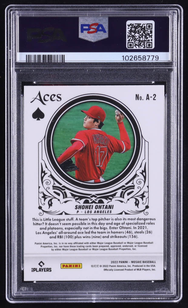 Shohei Ohtani 2022 Panini Mosaic Aces #2 (PSA 10) at PristineAuction.com Shohei Ohtani 2022 Panini Mosaic Aces #2 (PSA 10) at PristineAuction.com