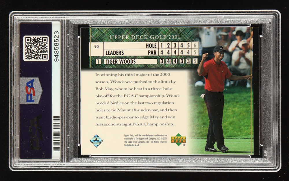 Tiger Woods 2001 Upper Deck #90 LB RC (PSA 9) at PristineAuction.com Tiger Woods 2001 Upper Deck #90 LB RC (PSA 9) at PristineAuction.com