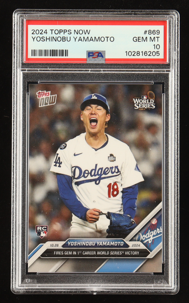 Yoshinobu Yamamoto 2024 Topps Now #869 RC (PSA 10) at PristineAuction.com Yoshinobu Yamamoto 2024 Topps Now #869 RC (PSA 10) at PristineAuction.com