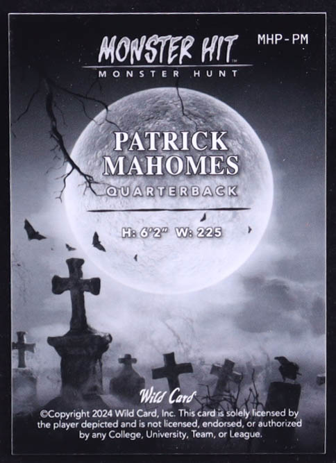 Patrick Mahomes II 2024 Wild Card Haunted Hits Monster Hunt Rainbow #MHPPM #1/1 at PristineAuction.com Patrick Mahomes II 2024 Wild Card Haunted Hits Monster Hunt Rainbow #MHPPM #1/1 at PristineAuction.com