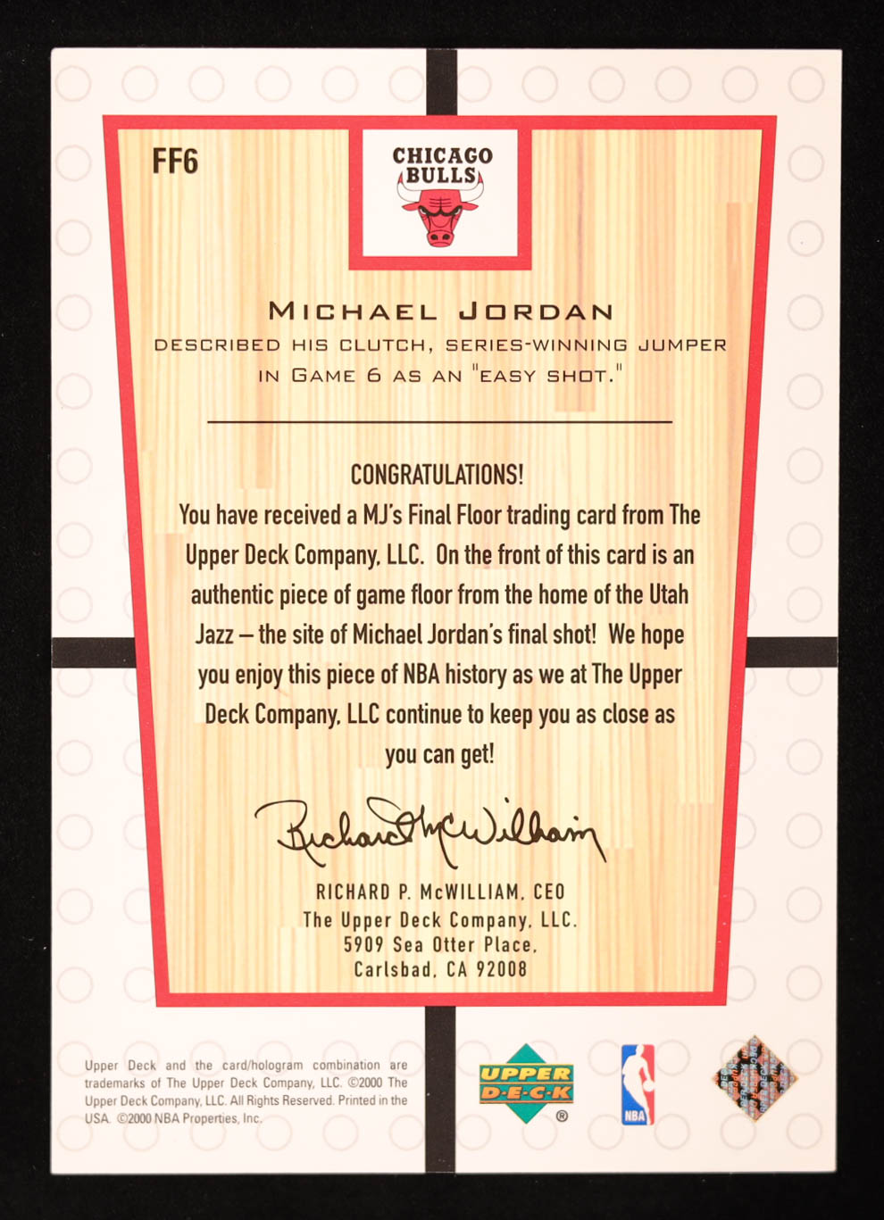 Michael Jordan 2000 Upper Deck Century Legends MJ Final Floor Jumbos #FF6 at PristineAuction.com Michael Jordan 2000 Upper Deck Century Legends MJ Final Floor Jumbos #FF6 at PristineAuction.com