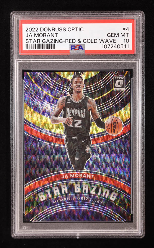 Ja Morant 2022-23 Donruss Optic Star Gazing Red and Gold Wave #4 #06/99 (PSA 10) at PristineAuction.com Ja Morant 2022-23 Donruss Optic Star Gazing Red and Gold Wave #4 #06/99 (PSA 10) at PristineAuction.com