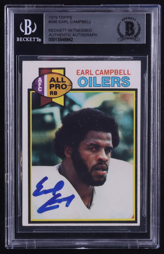 Earl Campbell Signed 1979 Topps #390 RC (Beckett Authentic) at PristineAuction.com Earl Campbell Signed 1979 Topps #390 RC (Beckett Authentic) at PristineAuction.com