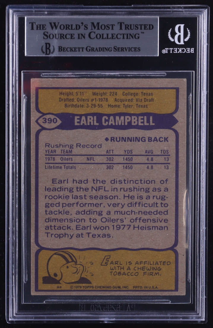 Earl Campbell Signed 1979 Topps #390 RC (Beckett Authentic) at PristineAuction.com Earl Campbell Signed 1979 Topps #390 RC (Beckett Authentic) at PristineAuction.com