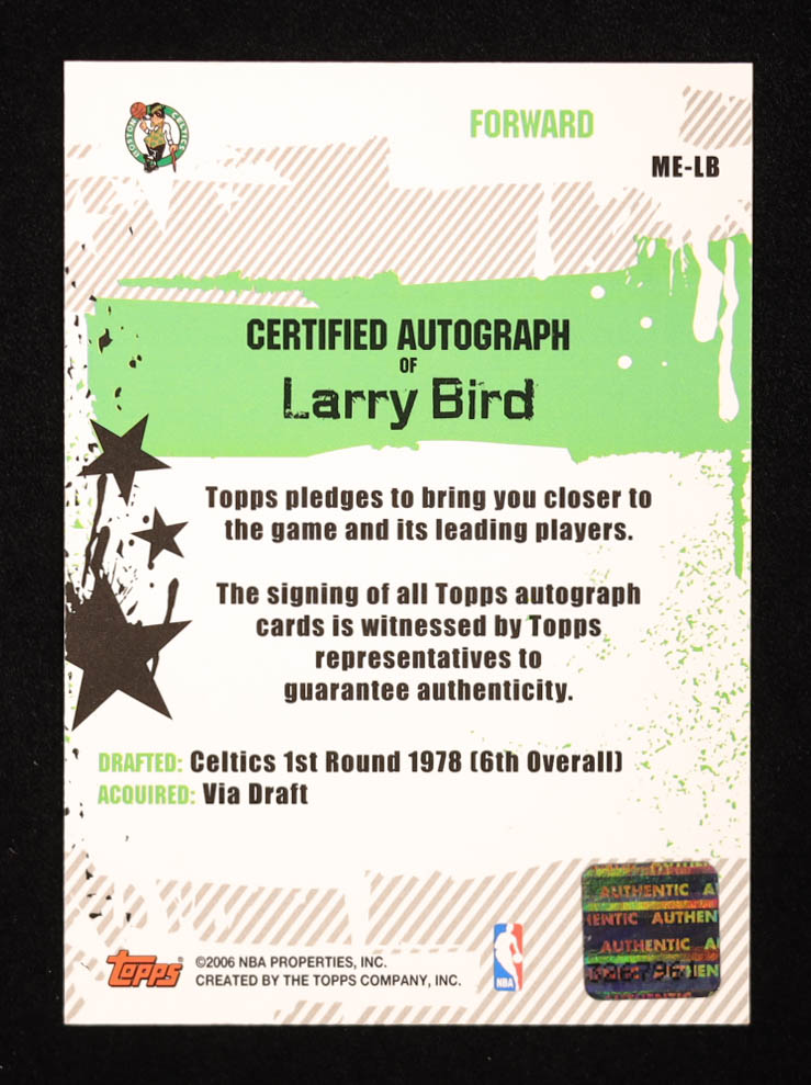Larry Bird 2006-07 Topps Marks of Excellence #LB at PristineAuction.com Larry Bird 2006-07 Topps Marks of Excellence #LB at PristineAuction.com