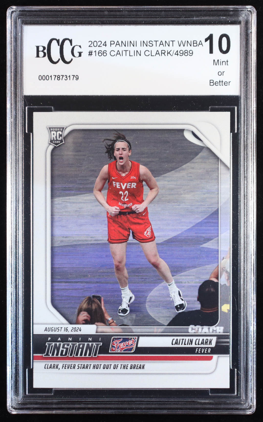 Caitlin Clark 2024 Panini Instant WNBA #166 RC (BCCG 10) at PristineAuction.com Caitlin Clark 2024 Panini Instant WNBA #166 RC (BCCG 10) at PristineAuction.com