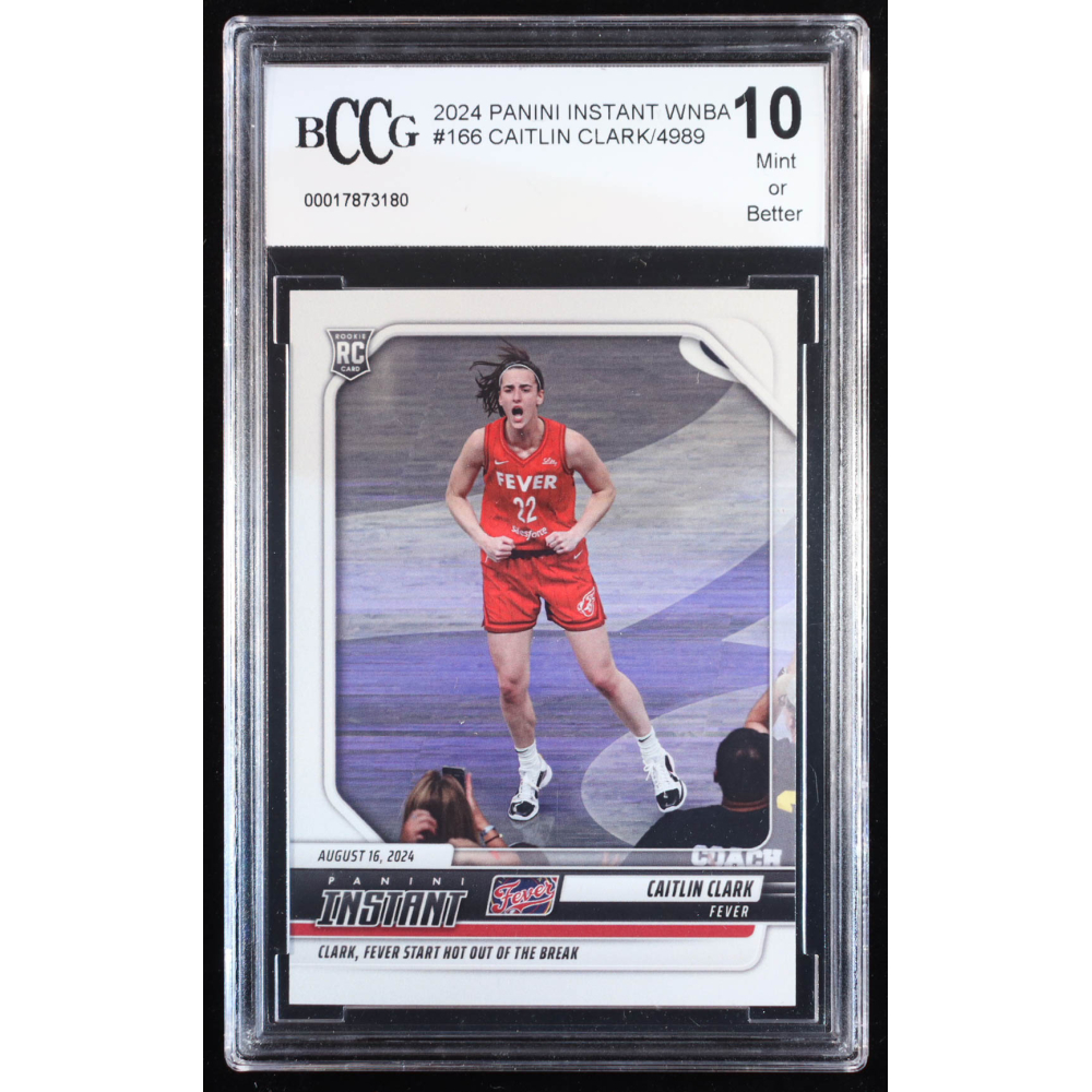 Caitlin Clark 2024 Panini Instant WNBA #166 RC (BCCG 10) at PristineAuction.com Caitlin Clark 2024 Panini Instant WNBA #166 RC (BCCG 10) at PristineAuction.com