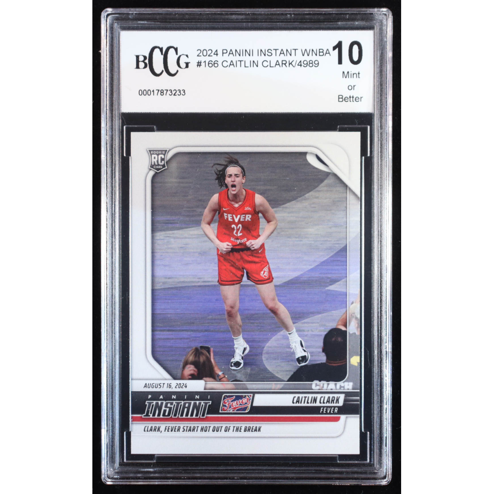 Caitlin Clark 2024 Panini Instant WNBA #166 RC (BCCG 10) at PristineAuction.com Caitlin Clark 2024 Panini Instant WNBA #166 RC (BCCG 10) at PristineAuction.com