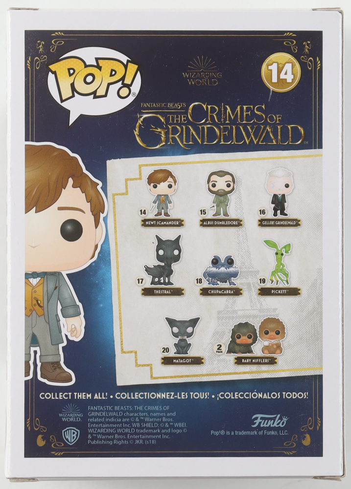 Eddie Redmayne Signed "Fantastic Beasts: The Crimes of Grindelwald" #14 Newt Scamander Funko Pop! Vinyl Figure (Beckett) at PristineAuction.com Eddie Redmayne Signed "Fantastic Beasts: The Crimes of Grindelwald" #14 Newt Scamander Funko Pop! Vinyl Figure (Beckett) at PristineAuction.com