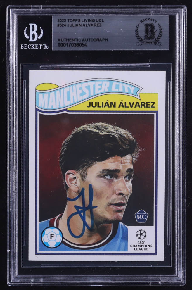 Julian Alvarez Signed 2023 Topps Living UEFA Club Competitions #524 RC (BGS) at PristineAuction.com Julian Alvarez Signed 2023 Topps Living UEFA Club Competitions #524 RC (BGS) at PristineAuction.com