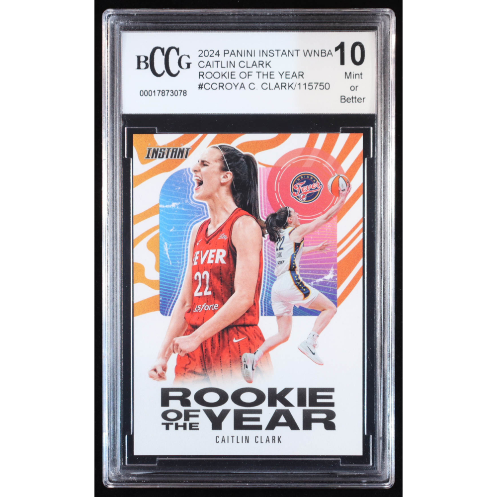 Caitlin Clark 2024 Panini Instant WNBA Caitlin Clark Rookie of the Year #CCROYA RC (BCCG 10) at PristineAuction.com