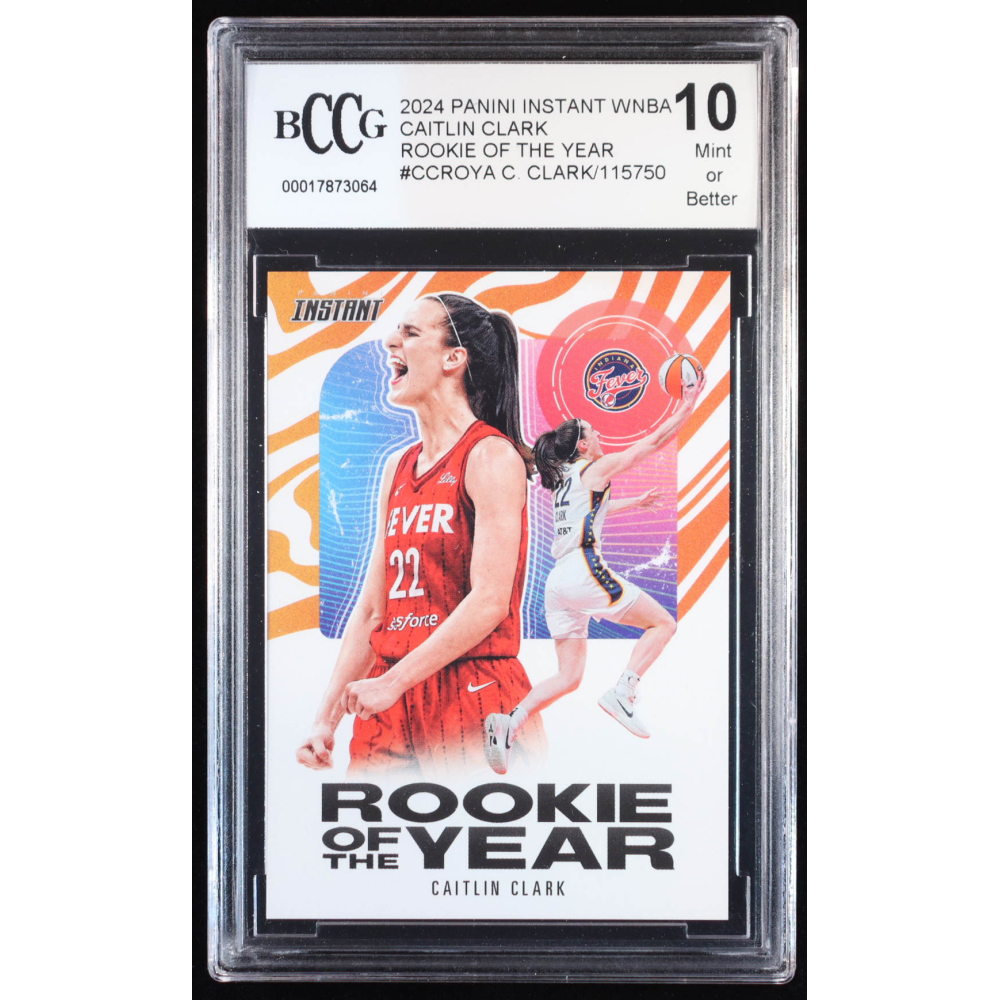 Caitlin Clark 2024 Panini Instant WNBA Caitlin Clark Rookie of the Year #CCROYA RC (BCCG 10) at PristineAuction.com