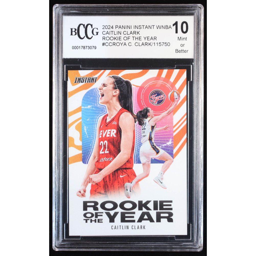 Caitlin Clark 2024 Panini Instant WNBA Caitlin Clark Rookie of the Year #CCROYA RC (BCCG 10) at PristineAuction.com