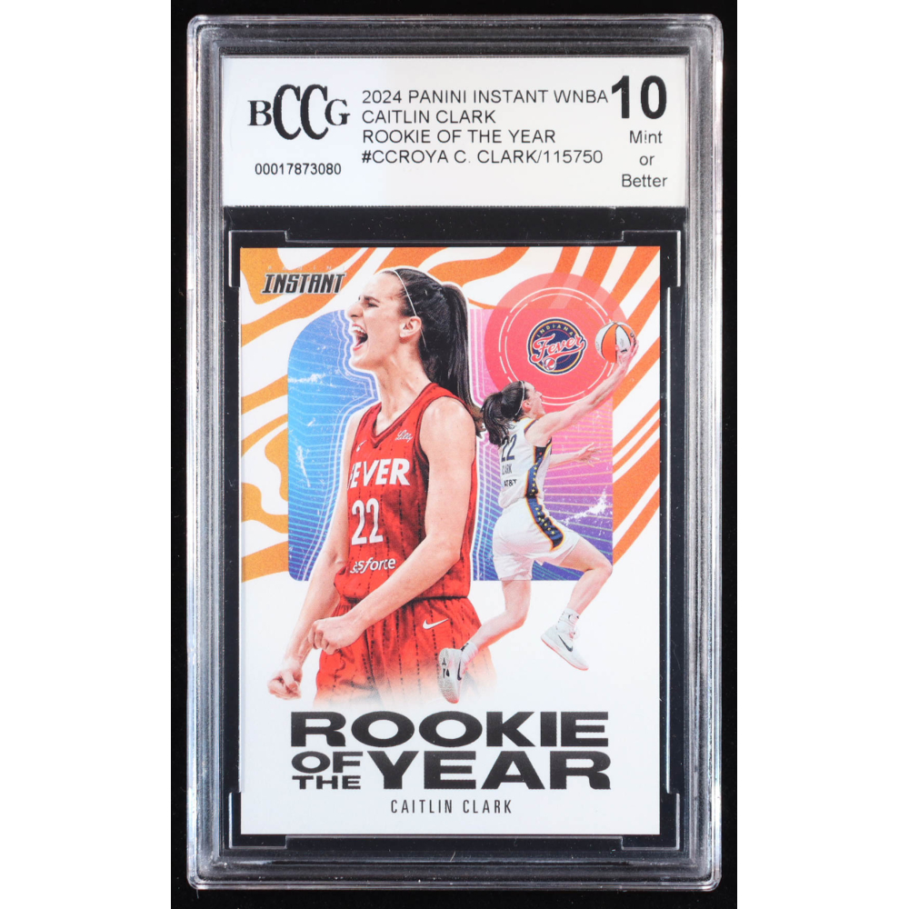 Caitlin Clark 2024 Panini Instant WNBA Caitlin Clark Rookie of the Year #CCROYA RC (BCCG 10) at PristineAuction.com