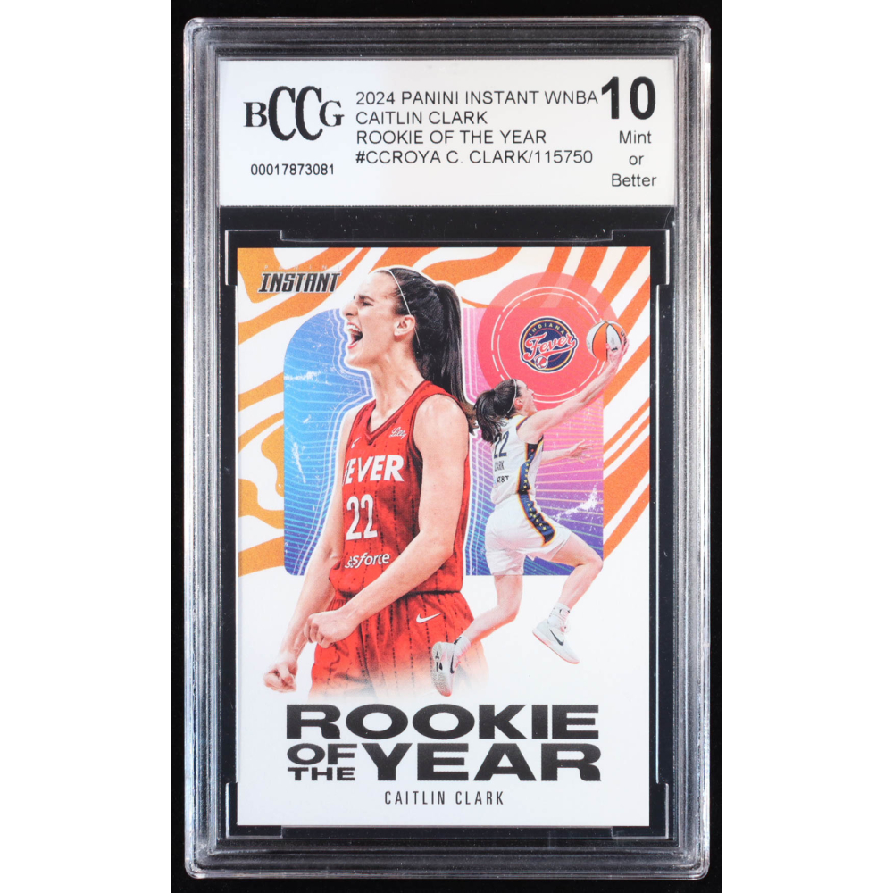 Caitlin Clark 2024 Panini Instant WNBA Caitlin Clark Rookie of the Year #CCROYA RC (BCCG 10) at PristineAuction.com