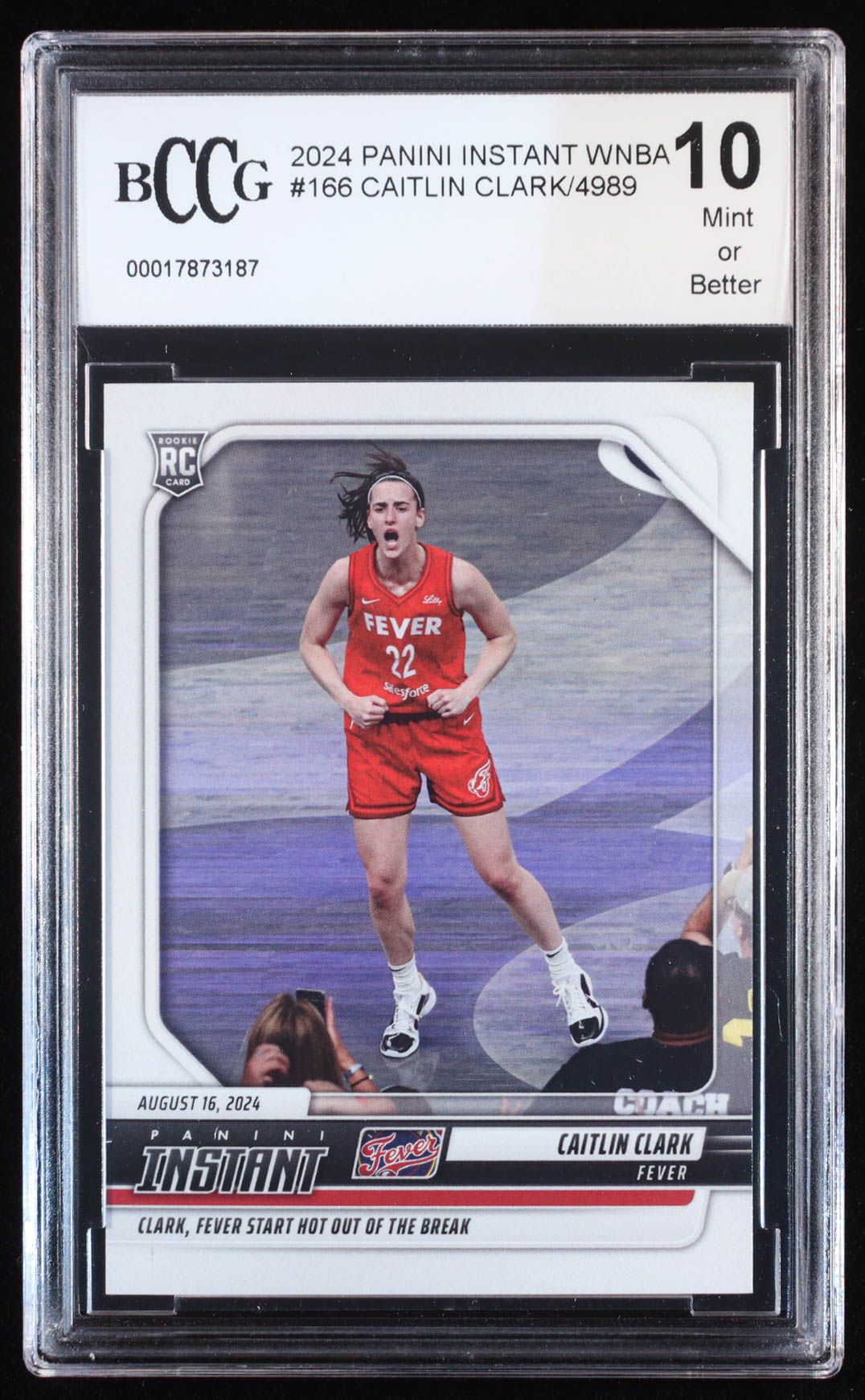 Caitlin Clark 2024 Panini Instant WNBA #166 RC (BCCG 10) at PristineAuction.com Caitlin Clark 2024 Panini Instant WNBA #166 RC (BCCG 10) at PristineAuction.com