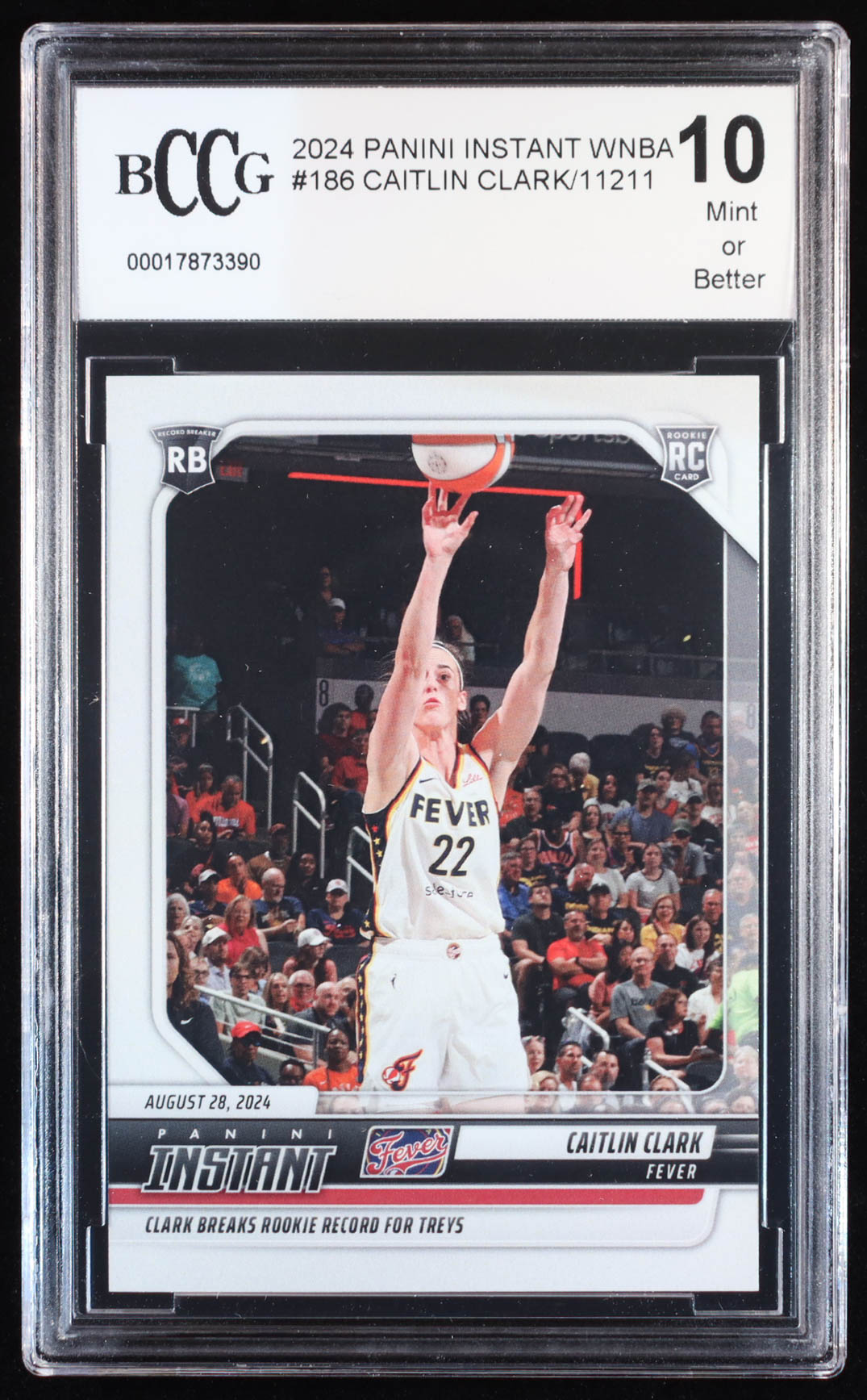 Caitlin Clark 2024 Panini Instant WNBA #186 RC (BCCG 10) at PristineAuction.com Caitlin Clark 2024 Panini Instant WNBA #186 RC (BCCG 10) at PristineAuction.com