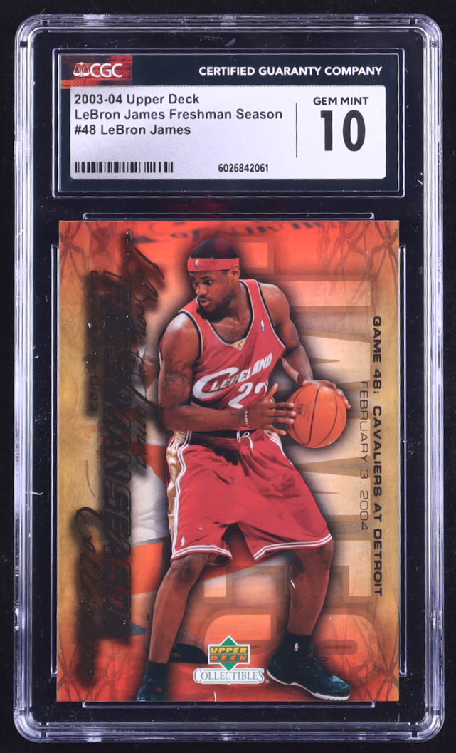 LeBron James 2004 Upper Deck LeBron James Freshman Season #48 (CGC 10) at PristineAuction.com LeBron James 2004 Upper Deck LeBron James Freshman Season #48 (CGC 10) at PristineAuction.com
