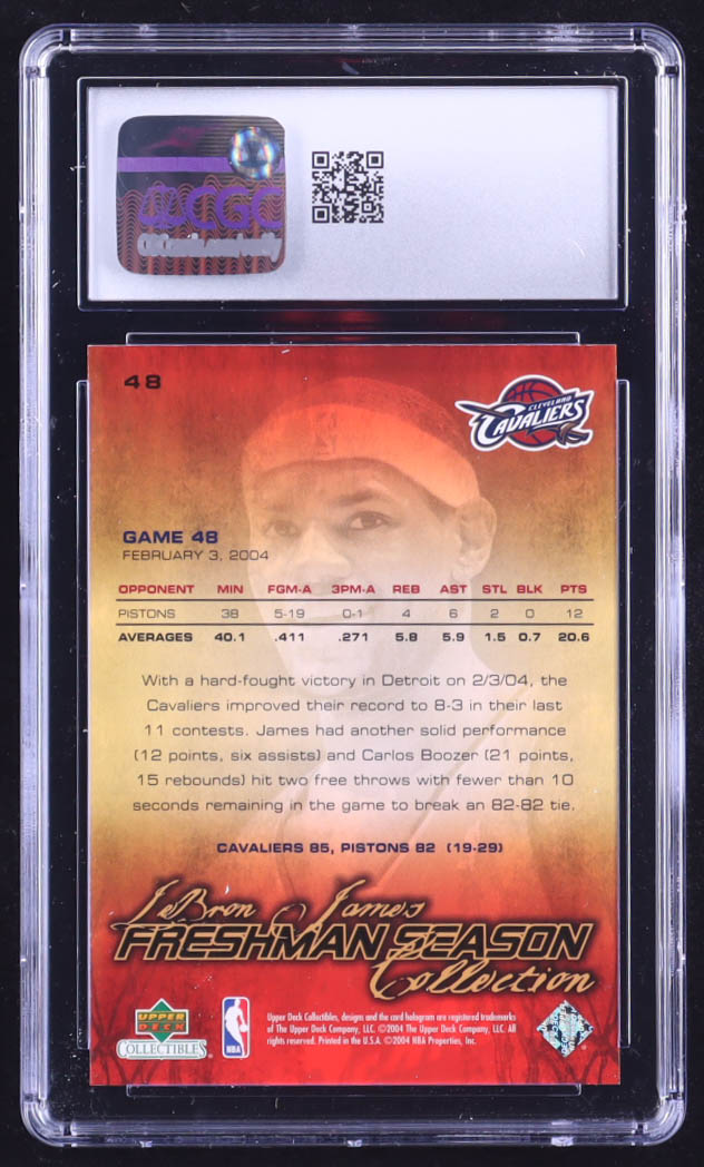 LeBron James 2004 Upper Deck LeBron James Freshman Season #48 (CGC 10) at PristineAuction.com LeBron James 2004 Upper Deck LeBron James Freshman Season #48 (CGC 10) at PristineAuction.com