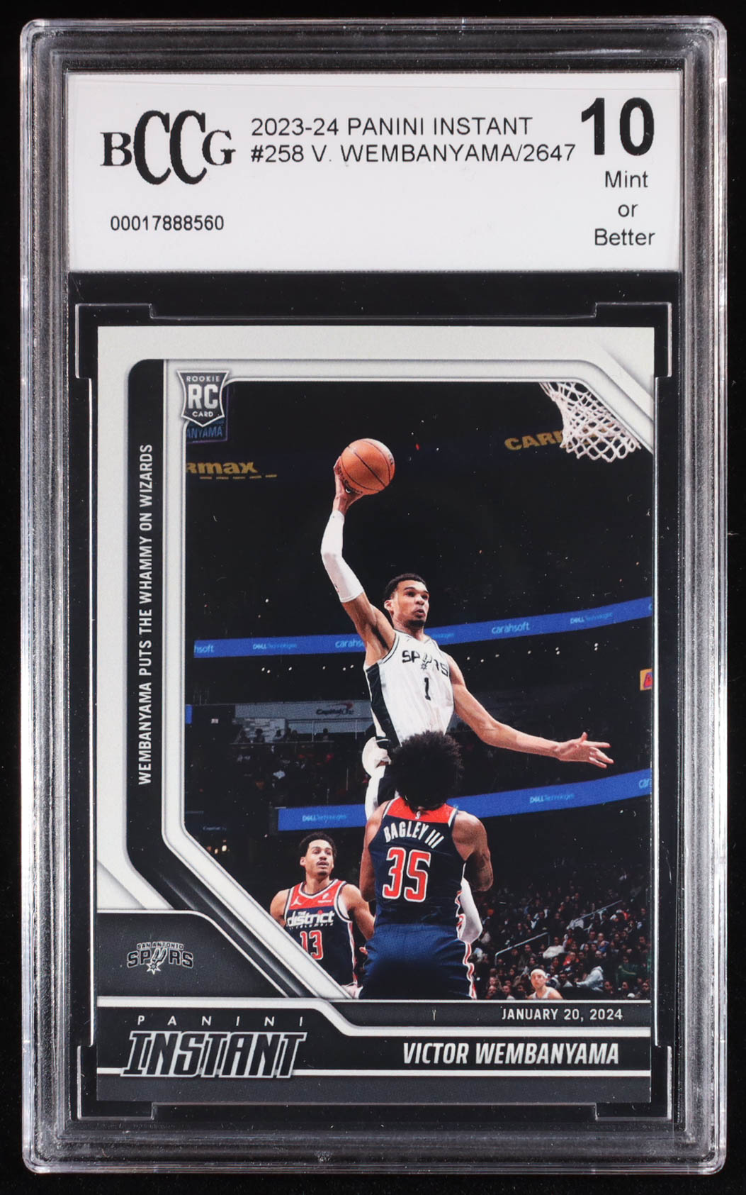 Victor Wembanyama 2023-24 Panini Instant #258 RC (BCCG 10) at PristineAuction.com Victor Wembanyama 2023-24 Panini Instant #258 RC (BCCG 10) at PristineAuction.com