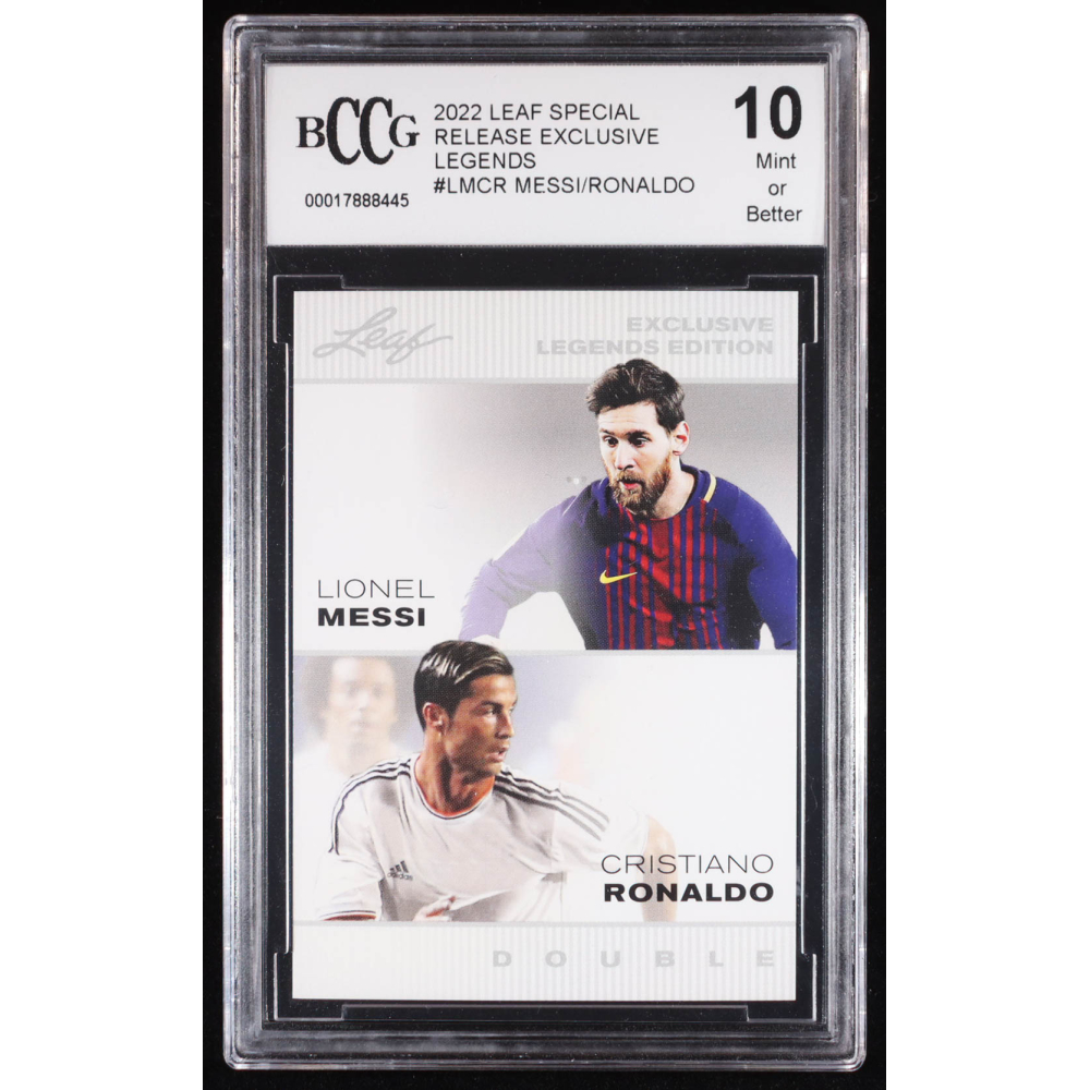 Lionel Messi / Cristiano Ronaldo 2022 Leaf Special Release Exclusive Legends #LMCR (BCCG 10) at PristineAuction.com