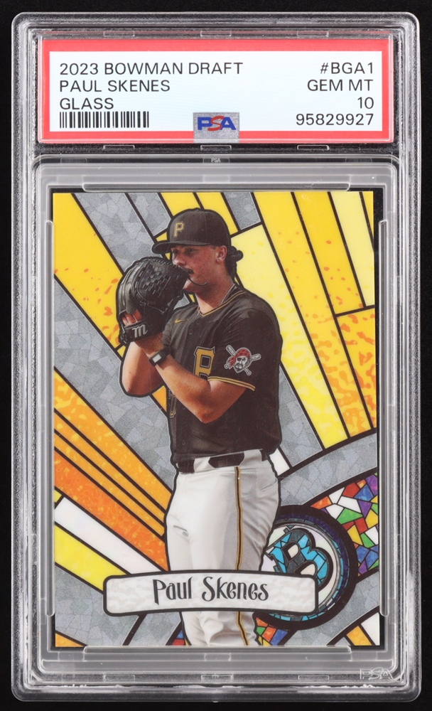 Paul Skenes 2023 Bowman Draft Glass #BGA1 RC (PSA 10) at PristineAuction.com Paul Skenes 2023 Bowman Draft Glass #BGA1 RC (PSA 10) at PristineAuction.com