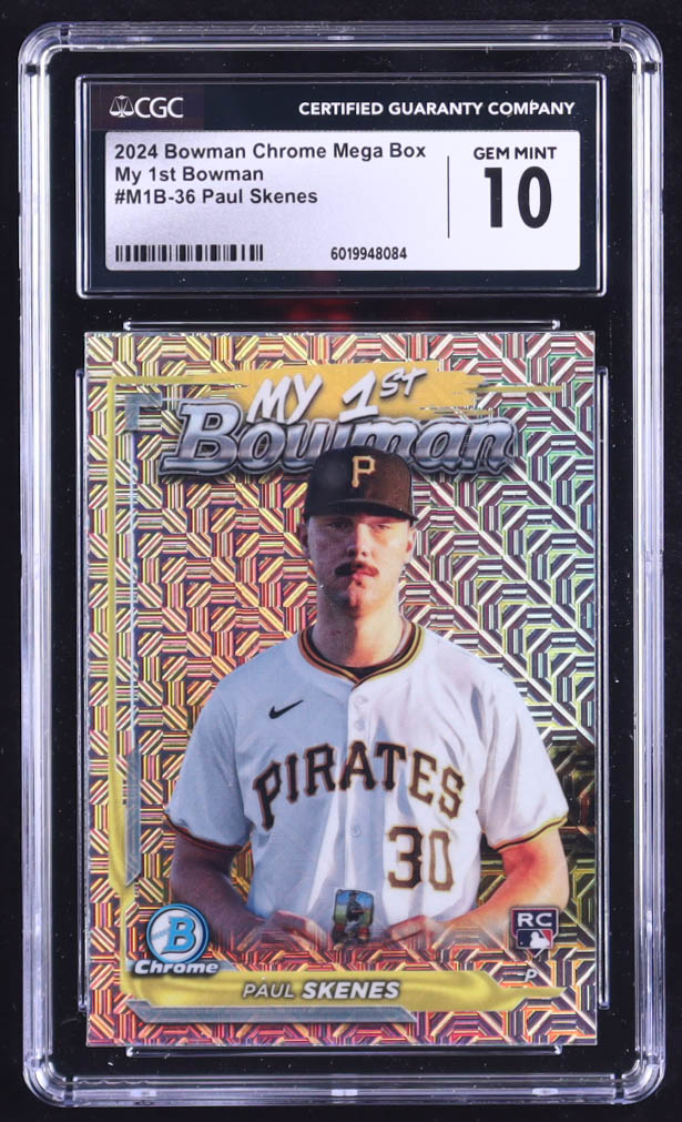 Paul Skenes 2024 Bowman Chrome Mega Box My 1st Bowman #M1B36 RC (CGC 10) at PristineAuction.com Paul Skenes 2024 Bowman Chrome Mega Box My 1st Bowman #M1B36 RC (CGC 10) at PristineAuction.com
