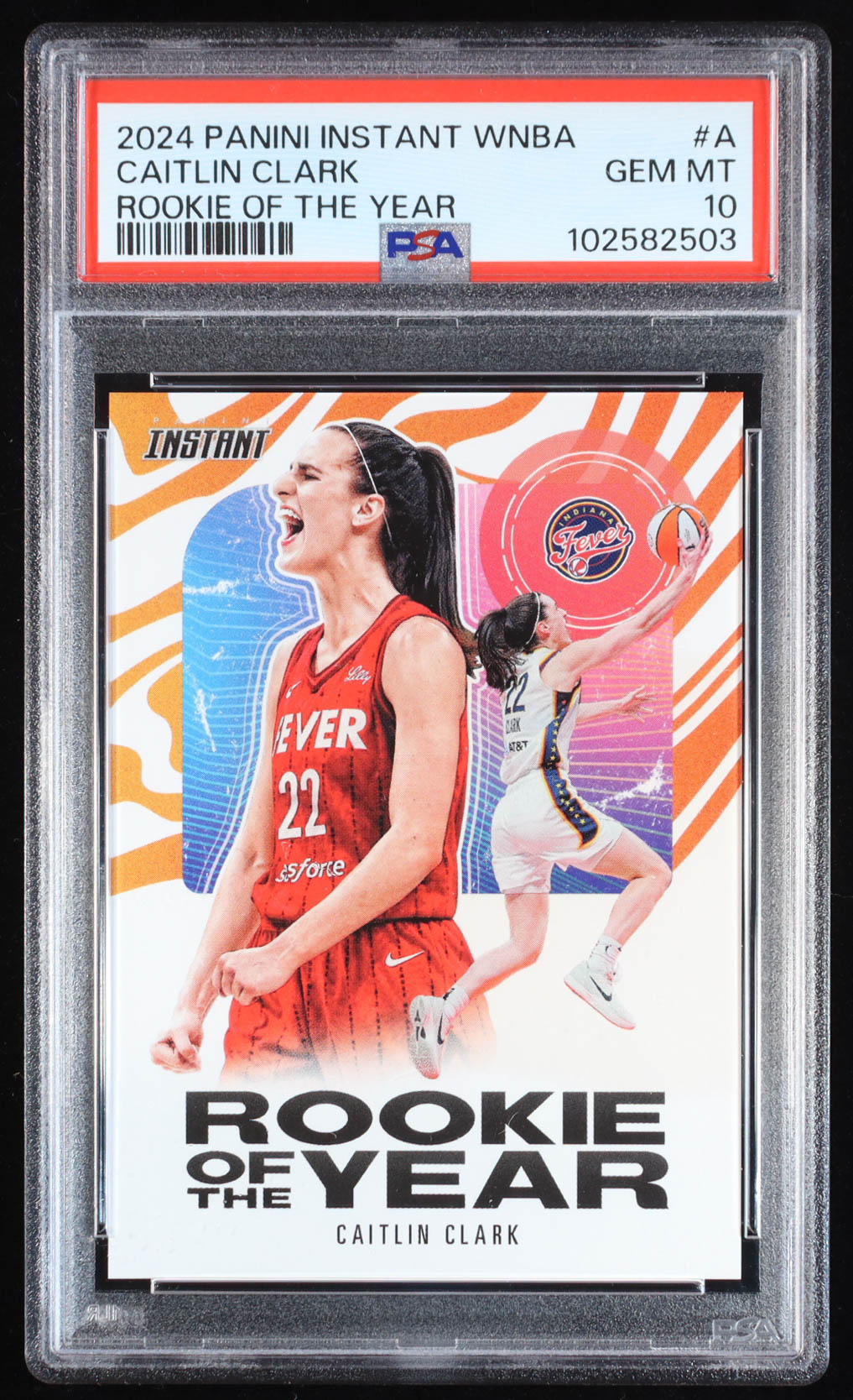 Caitlin Clark 2024 Panini Instant WNBA Caitlin Clark Rookie of the Year #CCROYA RC (PSA 10) at PristineAuction.com Caitlin Clark 2024 Panini Instant WNBA Caitlin Clark Rookie of the Year #CCROYA RC (PSA 10) at PristineAuction.com