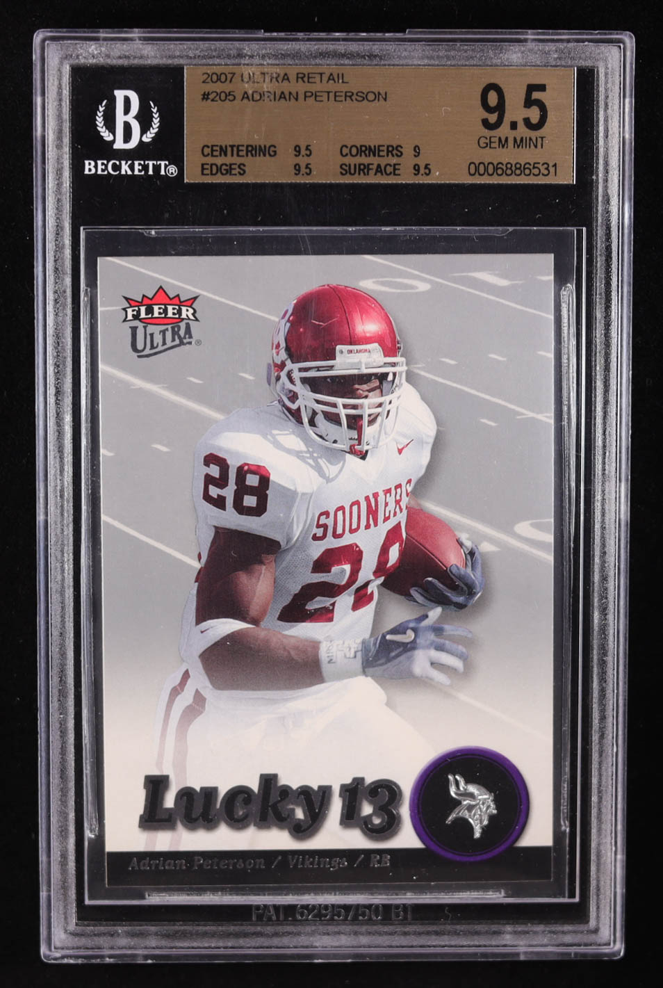 Adrian Peterson 2007 Ultra Retail #205 L13 RC (BGS 9.5) at PristineAuction.com Adrian Peterson 2007 Ultra Retail #205 L13 RC (BGS 9.5) at PristineAuction.com
