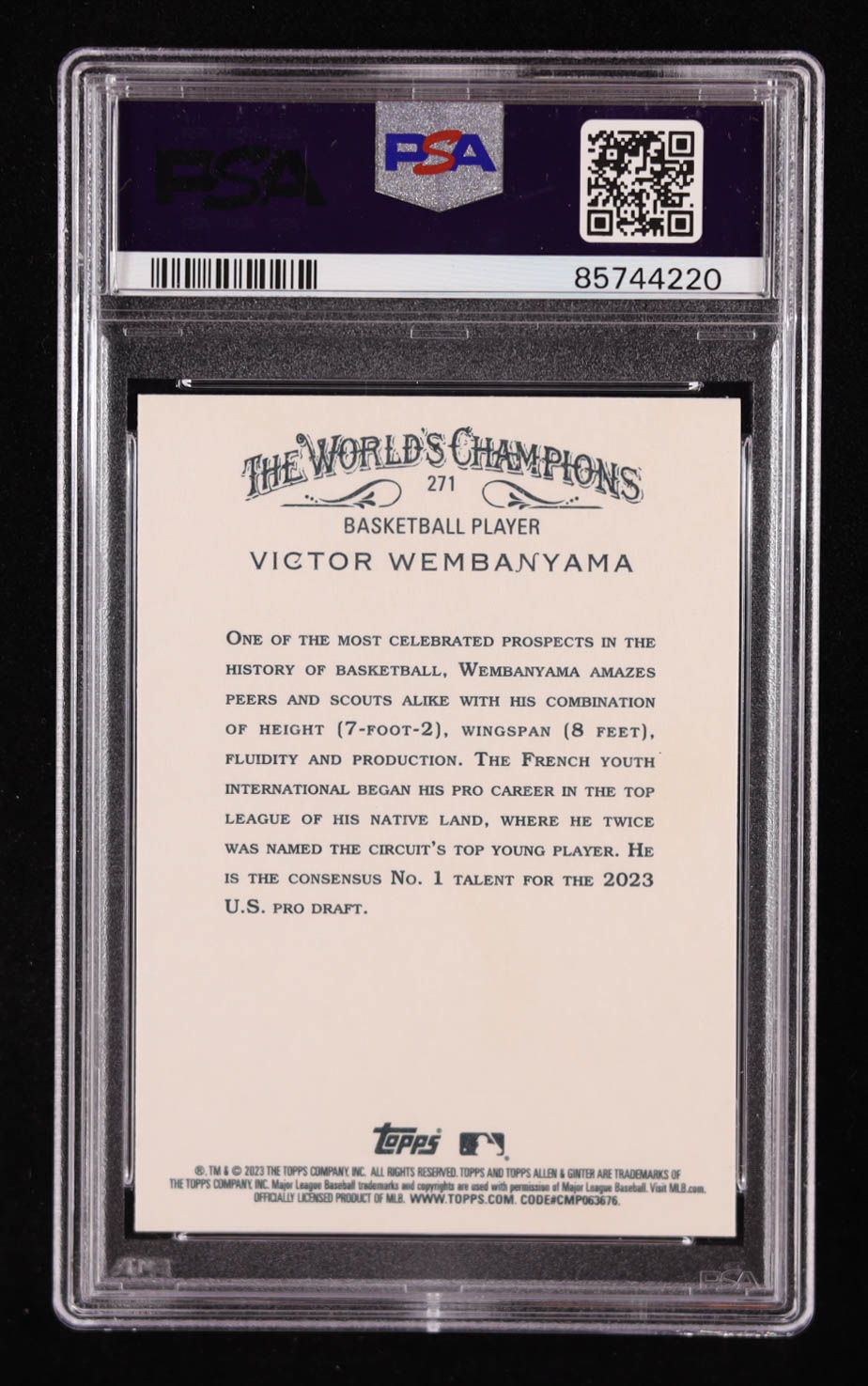 Victor Wembanyama 2023 Topps Allen and Ginter #271 RC (PSA 10) at PristineAuction.com Victor Wembanyama 2023 Topps Allen and Ginter #271 RC (PSA 10) at PristineAuction.com