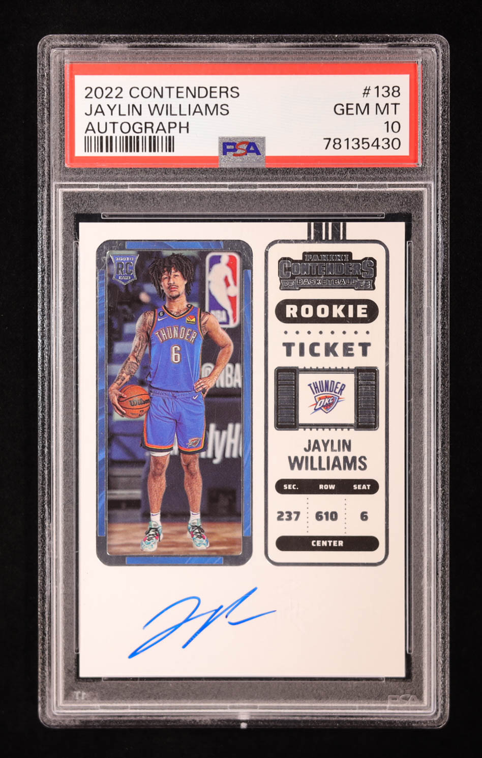 Jaylin Williams 2022-23 Contenders Auto Rookie Ticket #138 RC (PSA 10) at PristineAuction.com Jaylin Williams 2022-23 Contenders Auto Rookie Ticket #138 RC (PSA 10) at PristineAuction.com