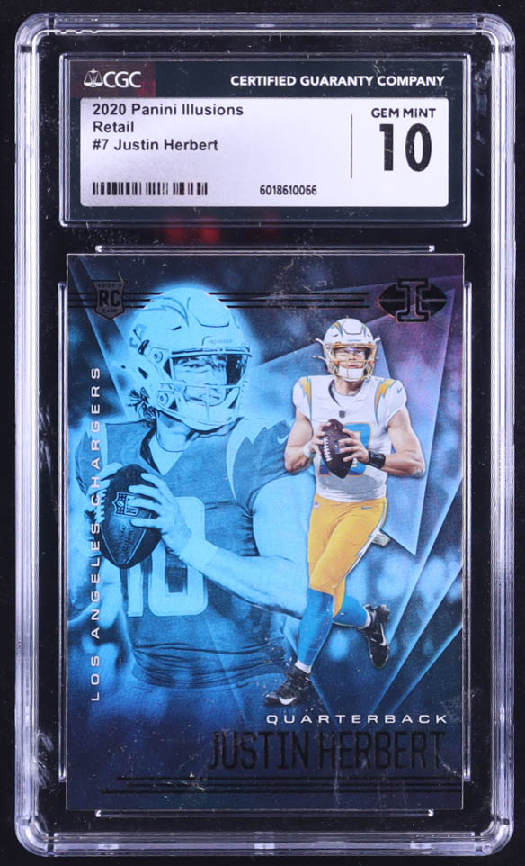Justin Herbert 2020 Panini Illusions Retail #7 RC (CGC 10) at PristineAuction.com Justin Herbert 2020 Panini Illusions Retail #7 RC (CGC 10) at PristineAuction.com