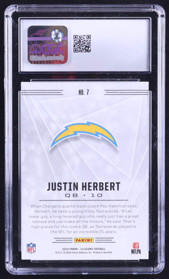 Justin Herbert 2020 Panini Illusions Retail #7 RC (CGC 10) at PristineAuction.com Justin Herbert 2020 Panini Illusions Retail #7 RC (CGC 10) at PristineAuction.com