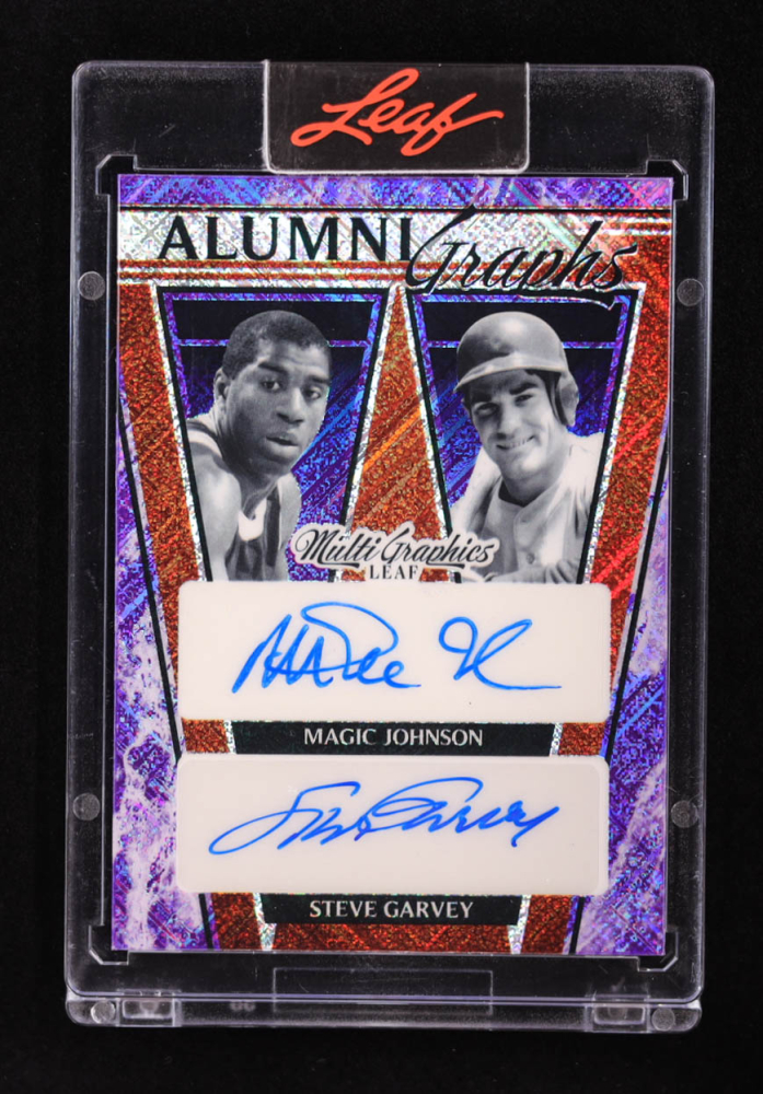 Magic Johnson / Steve Garvey 2022-23 Leaf Multigraphics AlumniGraphs Purple #AG4 #5/8