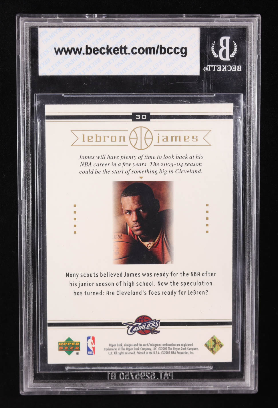 LeBron James 2003 Upper Deck LeBron James Box Set Ready Or Not #30 RC (BCCG 10) at PristineAuction.com LeBron James 2003 Upper Deck LeBron James Box Set Ready Or Not #30 RC (BCCG 10) at PristineAuction.com