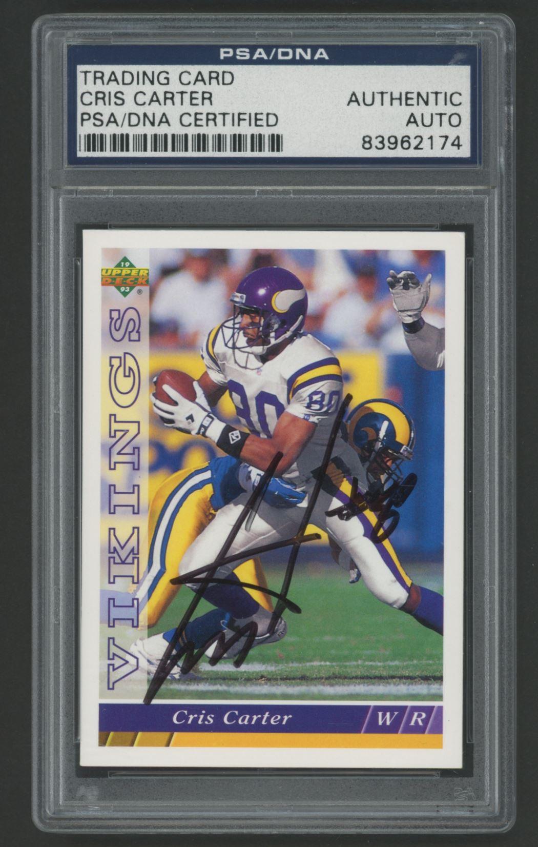Cris Carter Signed 1993 Upper Deck #137 (PSA) at PristineAuction.com Cris Carter Signed 1993 Upper Deck #137 (PSA) at PristineAuction.com