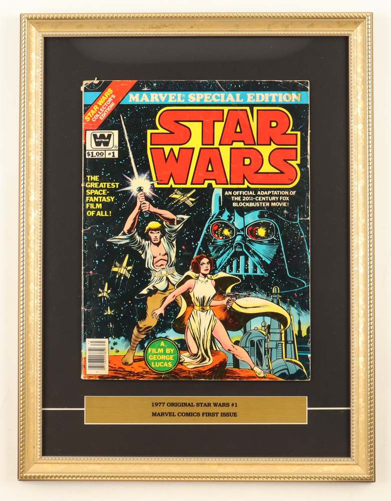1977 "Star Wars" Issue #1 Custom Framed Marvel Comic Book Display at PristineAuction.com 1977 "Star Wars" Issue #1 Custom Framed Marvel Comic Book Display at PristineAuction.com