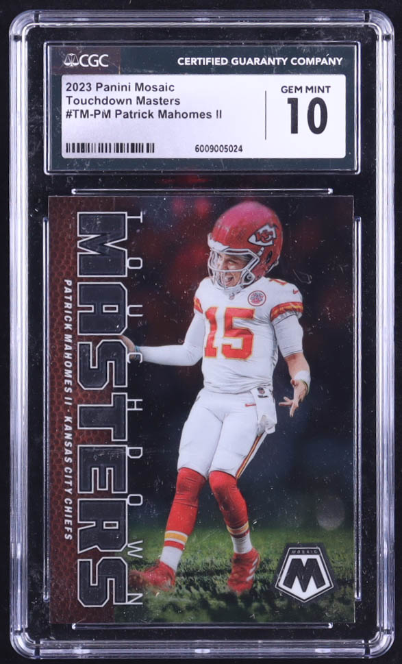 Patrick Mahomes II 2023 Panini Mosaic Touchdown Masters #1 (CGC 10) at PristineAuction.com Patrick Mahomes II 2023 Panini Mosaic Touchdown Masters #1 (CGC 10) at PristineAuction.com