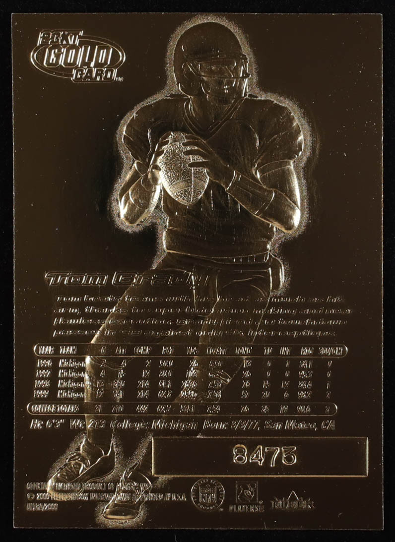 Tom Brady 2000 Fleer Ultra Holographic Signature Series 23Kt Gold RC at PristineAuction.com Tom Brady 2000 Fleer Ultra Holographic Signature Series 23Kt Gold RC at PristineAuction.com