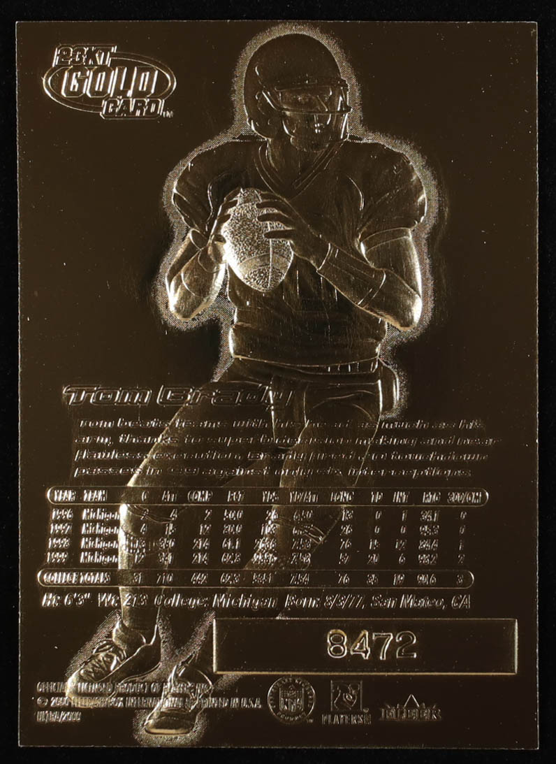 Tom Brady 2000 Fleer Ultra Holographic Signature Series 23Kt Gold RC at PristineAuction.com Tom Brady 2000 Fleer Ultra Holographic Signature Series 23Kt Gold RC at PristineAuction.com