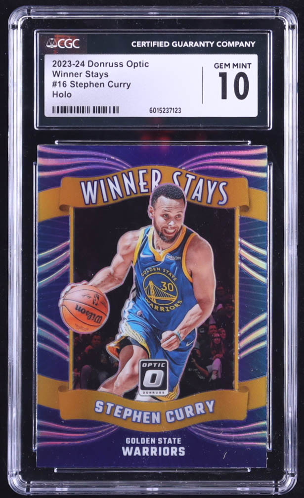 Stephen Curry 2023-24 Donruss Optic Winner Stays Holo #16 (CGC 10) at PristineAuction.com Stephen Curry 2023-24 Donruss Optic Winner Stays Holo #16 (CGC 10) at PristineAuction.com
